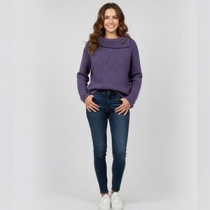 Rossen Hand Knit 100% Wool Cowl Neck Sweater sz Large made in Ireland